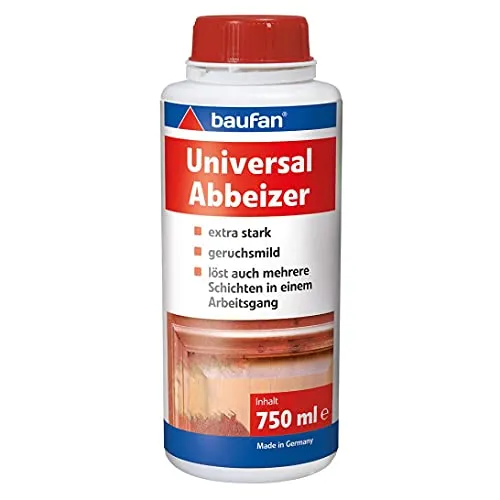 Baufan Universal Abbeizer 750 ml - Geruchsmild - Effektiver Universal Abbeizer 750 ml, ideal für Holz, Metall und Mauerwerk. Löst mehrere Farbschichten in nur 1 Stunde, auch an vertikalen Flächen anwendbar. Einfach zu verarbeiten für optimale Ergebnisse.