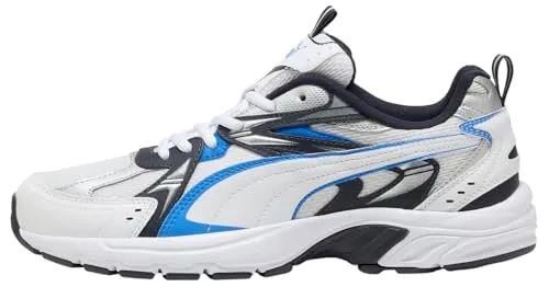 Puma Unisex MILENIO TECH Sneaker – Weiß-Racing Blau-Neu Navy, Größe 47 EU - Stylische und bequeme Sneaker für den Alltag, ideal für aktive Menschen. Mit rutschfester Sohle für optimalen Halt und einem modernen Design.