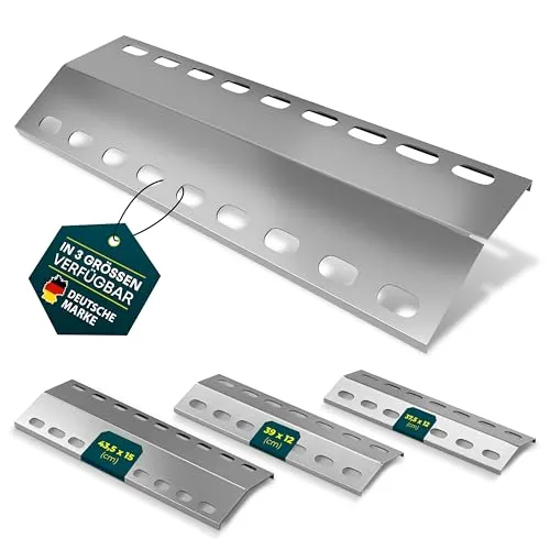 Yourkon Edelstahl Flammblech 37,5/39/43,5 cm, 1 bis 1,5 mm Stark, V2A, einzeln & Set (43,5x15x3mm 1,5mm Stark 2 Stück)