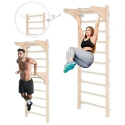 MAMOI® Gymnastikleiter mit Griff und Dip-Barren – Ideal für Krafttraining - Vielseitige Gymnastikleiter für effektives Training. Mit verstellbaren Dip-Barren und ergonomischen Griffen für sicheren Halt. Perfekt für Klimmzüge, Dips und Stretching im heimischen Trainingsbereich.