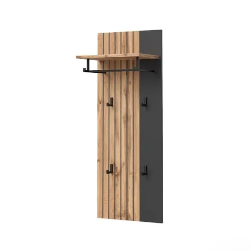 Vicco Garderobenschrank Amber, Eiche Wotan - Garderobenschrank mit stabilen Haken für Jacken und Accessoires, elegantes Design in Eiche Wotan, ideal für einen ordentlichen und einladenden Eingangsbereich.
