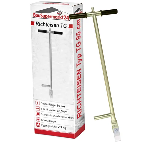 BauSupermarkt24 Plattenheber Richteisen T-Griff TG 95 cm - Ideal für Pflasterarbeiten mit Verbundsteinen und Pflastersteinen. Robustes Pflasterrichtwerkzeug für präzise Handhabung und effizienten Einsatz.
