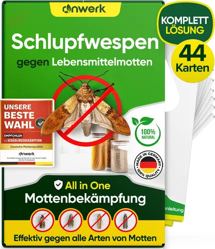 anwerk® Schlupfwespen gegen Lebensmittelmotten 11 Karten x 4 Lieferungen