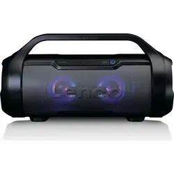 Lenco SPR-070 Boombox - IPX5 wasserdichte Bluetooth Lautsprecher mit 3000mAh Akku und 2 x 12 Watt RMS für kabellosen Hörgenuss und beeindruckende Lichteffekte
