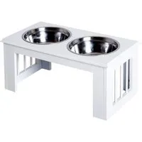 PawHut Hundenapf mit 2 Näpfen und erhöhtem Ständer - Fressnäpfe für Hunde mit ergonomischem Design, das die Gelenke schont und gesunde Essgewohnheiten fördert. Leichte Reinigung dank herausnehmbarer Edelstahlnäpfe.