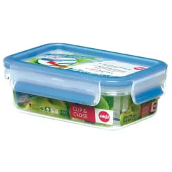 EMSA (Groupe SEB Deutschland GmbH) EMSA Clip & Close Frischhaltedose rechteckig, Klassikformat, Ideal für den Transport flüssiger Lebensmittel, Fassungsvermögen: 550 ml 508538