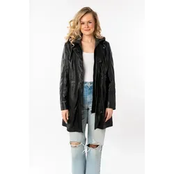 Mauritius Ledermantel Seneka - Lange Lederjacke mit abnehmbarer Kapuze, Schwarz, S/36 - Funktionsjacke aus 100% Lammleder, modisch und figurbetont. Mit abnehmbarer Kapuze für vielseitige Styles und Komfort.