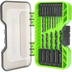 Greenworks Bohrerset 21-teilig - Schwarzoxid - Vielseitiges 21-teiliges Bohrerset aus robustem Schwarzoxid für präzise Bohrungen in verschiedenen Materialien. Ideal für Heimwerker und Profis.