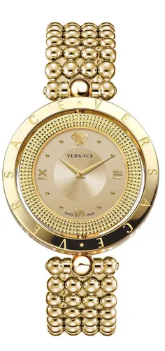 Versace Chronograph EON - Eleganter Zeitmesser - Chronographen mit Quarz-Antrieb, spritzwassergeschützt und edlem goldfarbenem Design, ideal für stilbewusste Träger.