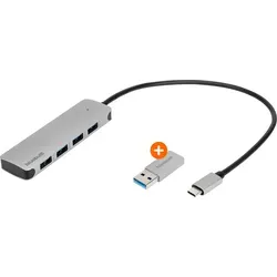 BlueBuilt USB-A/C 3.0 Hub mit 4 Ports BBUH4IN1 - Erweitere deinen USB-Anschluss mit dem BlueBuilt 4-Ports Hub auf 4 zusätzliche Anschlüsse. Ideal für Maus, Tastatur und externe Festplatten. Kompakt und schnell mit bis zu 5 GB/s Übertragungsgeschwindigkeit – perfekt für unterwegs!