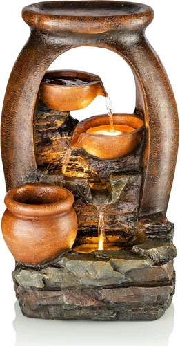 LED-Gartenbrunnen Amphore 50cm - Spring- & Zierbrunnen im antiken Stil mit integrierter Beleuchtung, sorgt für eine entspannende Atmosphäre in Ihrem Garten.