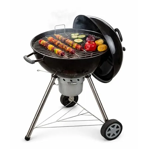 Amig - Holzkohlegrill, Fireplus Tragbarer Barbacue | runder Grill mit Deckel und Rollen | mit Belüftungssystem und Aschenbehälter | Stahlgrill Ø 53,5 cm | Maße: 68,4 x 64 x 100 cm