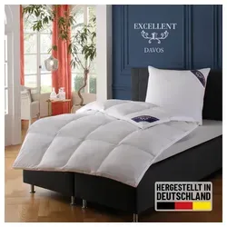 Excellent Gänsedaunenbettdecke Davos, Bettdecken für Sommer und Winter, Decke, Füllung: 100% Gänsedaunen, Bezug: 100% Baumwolle, Bettdecke 135x200 cm, 155x220cm und weitere Größen, Made in Germany weiß 135 cm x 200 cm