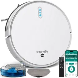 SereneLife Saugroboter mit Wischfunktion – 3000 Pa Saugleistung - Effizienter Saug- und Wischroboter für alle Bodenarten mit 4 Reinigungsmodi. App-Steuerung zur einfachen Zeitplanung und Navigation für ein sauberes Zuhause.