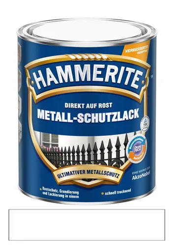 Hammerite Metallschutz-Lack Matt 250 ml - Weißer Schutzlack für Metall - Lacke - Hochwertiger Metallschutzlack in Mattweiß, bietet optimalen Rostschutz und ist ideal für Außenanwendungen.