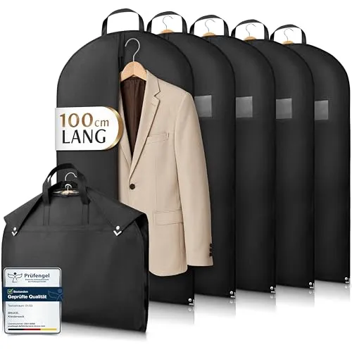 Bruce.® Kleidersack Kurz 100x60cm – Atmungsaktive Anzugtasche für Reisen - Kleidersäcke, atmungsaktive und wasserabweisende Hülle mit 120 GSM Materialstärke, schützt Ihre Kleidung zuverlässig vor Staub, Regen und Motten.