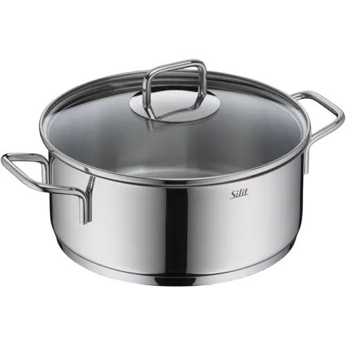 Silit Extra Cook Bratentopf 24 cm mit Glasdeckel - Hochwertiger Bratentopf aus Crominox-Edelstahl mit Glasdeckel, ideal für präzises Kochen und optimale Wärmeverteilung. Spülmaschinenfest und langlebig für den täglichen Einsatz.