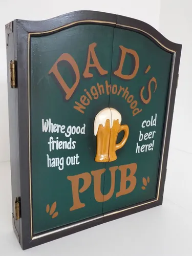point-home Dartschrank "Dad's Pub", Dartscheibe im Retrolook, 58cm