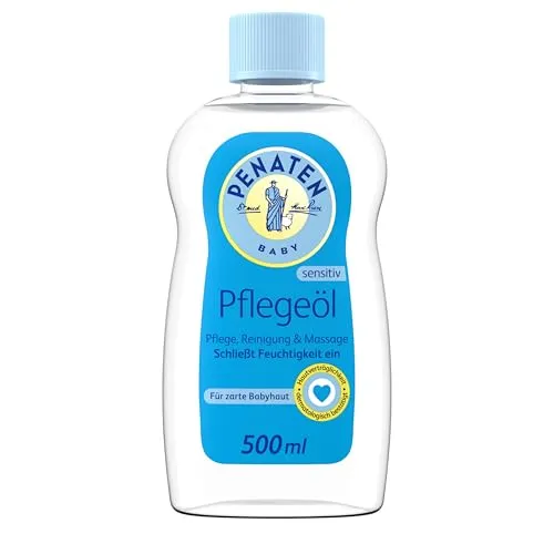 PENATEN Pflege- und Massageöl 500 ml - Hautpflegemittel für Babys, sanfte Pflegeformel ohne Alkohol, ideal für tägliche Anwendung und entspannende Massagen.