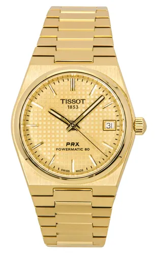 Tissot PRX Automatic T137.207.33.021.00 – Elegante Unisex-Armbanduhr - Armbanduhren mit 100 m Wasserdichtigkeit, automatischem Uhrwerk und edlem Edelstahlarmband in Gold – perfekt für jeden Anlass.