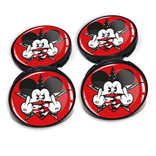 Nabendeckel 60mm Durchmesser Nabenkappen Felgendeckel Felgenaufkleber Gel Emblem Doming für Auto Felgen Kfz Tuning Zubehör Radnabenkappen DM006 (Nr. 15 Mickey Mouse rot, Nabendeckel Set) 4 x
