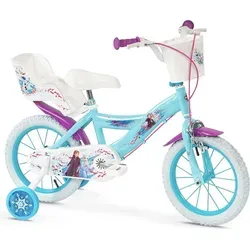 Kinderfahrrad Frozen 14" - Beleuchtung & Reflektoren, mit stabilen Stützrädern und verstellbarem Sattel für optimalen Komfort und Sicherheit beim Fahren.