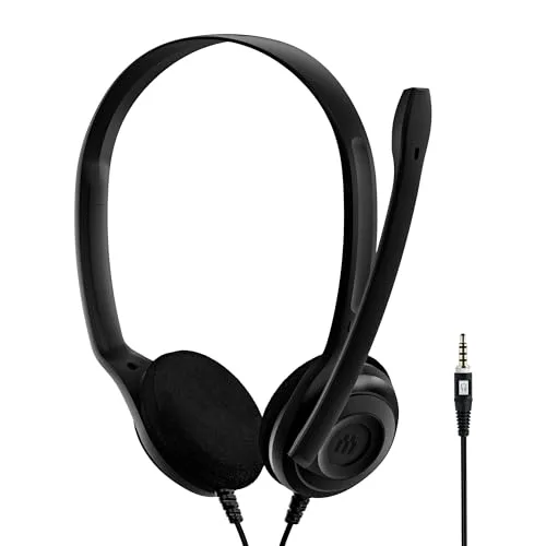 Sennheiser PC 5 Chat - Kabelgebundene PC-Headsets in Schwarz - PC-Headset mit unidirektionalem Mikrofon und passiver Geräuschunterdrückung für klare Kommunikation, ideal für E-Learning und Internettelefonie.