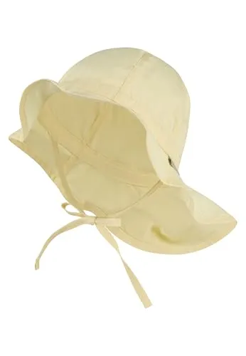 Sterntaler Sonnenhut einfarbig – Sonnenhut aus Bio-UV-Popeline mit Bindeband, Größenregulierung und Nackenschutz, UV-Schutz 50+ – Vanille, Größe 55