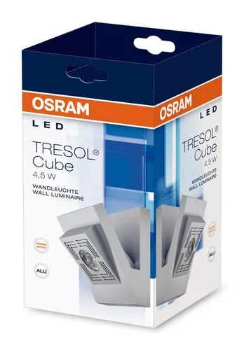 1x Wandleuchte "OSRAM LED TRESOL Cube" silber, 4,5 Watt, EEK:G (Spektrum A-G)