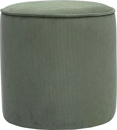 Miliboo Runder Samtpouf PAUL in Khakigrün - Aschesauger mit elegantem Design, geripptem Samt und kompaktem Durchmesser von 40 cm, perfekt für jedes moderne Wohnzimmer oder Schlafzimmer.