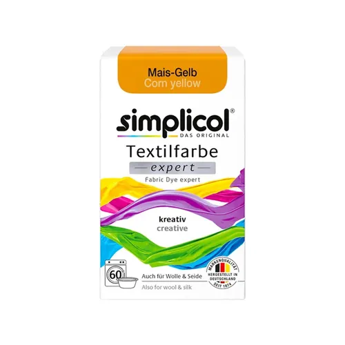 simplicol Textilfarbe expert Mais-Gelb, 1er Pack - DIY Färbemittel für Stoffe, ideal für kreative Färbetechniken wie Batiken und Tie-Dye. Erhältlich in 18 Farben, perfekt für Baumwolle, Viskose, Leinen und mehr!