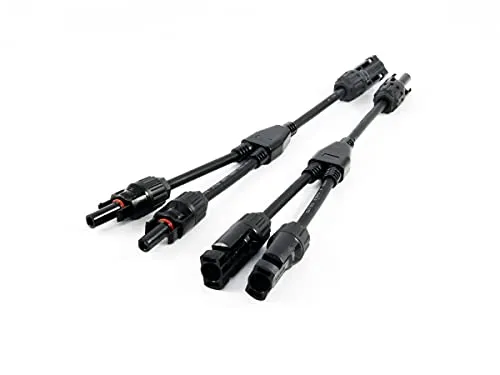 SOLARTRONICS Y-Steckverbinder Paar Verteiler für Solarstecker Solarpanel Photovoltaik 2- bis 6-fach Kupplung 1000V PV Solarkabelverbinder Wasserdicht IP67 Schwarz UV-beständig (2-fach Kabel)