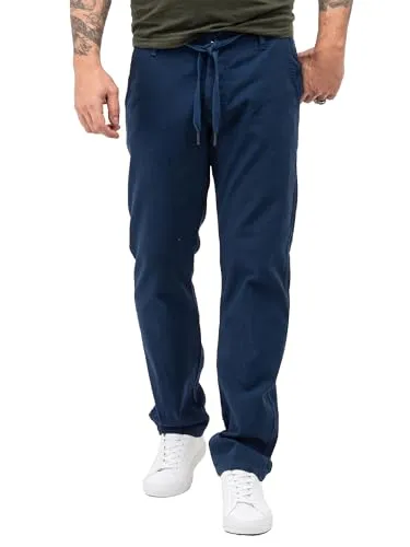 Rock Creek Herren Leinen-Optik Hose RC-2152 - Bequeme Herren Sommerhose im Regular Fit mit Gummizug für optimalen Tragekomfort, ideal für entspannte Tage am Strand oder in der Stadt.