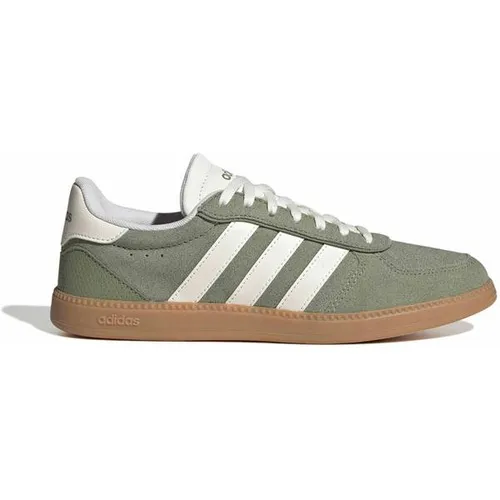 Adidas Damen BREAKNET Sleek Schuhe – Tent Green/Core White/Gum 3, 41 1/3 EU - Sportliche Sneakers mit regulärer Passform, aus Leder und Synthetik. Ideal für den Alltag, mit atmungsaktivem Futter und robuster Gummiaußensohle.