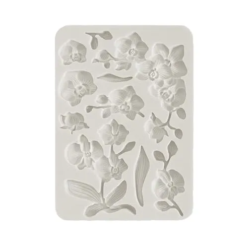 Stamperia - Silicone Mould A5 for Scrapbooking, Bullet Journals and More, Non-Stick Surface, Suitable for Air-Dry Clay, Resin and More, Perfect for Crafts and Gifting (Orchids and Cats - Orchids)