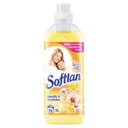 Colgate Palmolive GmbH (CP GABA GmbH) Softlan Weichspüler, Wäschepflege mit wertvollen Substanzen für eine langanhaltende Frische, 1 Liter - Flasche, 34 Waschladungen, Vanille & Orchidee