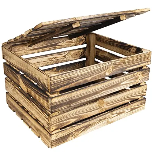 Creative Deco Aufbewahrungsbox Holztruhe - Hochwertige Holzspielzeugkiste mit Scharnieren, ideal für die stilvolle Aufbewahrung von Spielzeug und mehr, Außenmaß: 50x40x30 cm.