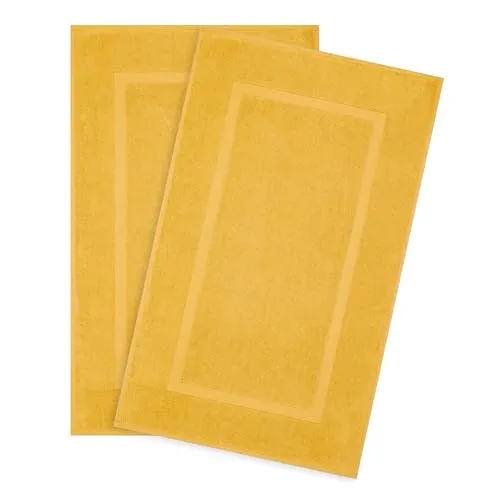 Hammetex Badetuch-Matte 2er Set, 100% Baumwolle Handtuchmatte 900 GSM, Oeko-TEX Zertifiziert, saugfähig & waschbar für Badezimmer, 51x86 cm, Mustard (Gelb)