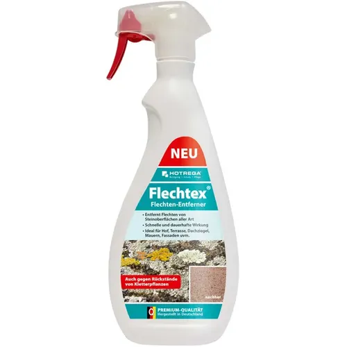 Flechtex Flechten-Entferner 750ml von Hotrega - Bodenpflege mit einzigartiger Wirkstoffkombination, entfernt zuverlässig Flechten von allen Oberflächen, einfach anzuwenden und hinterlässt keine Rückstände.