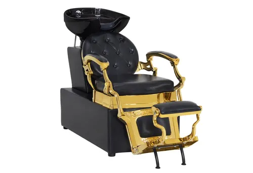 Barberpub Waschbecken BarberPub Friseurstuhl Retro 8653 - Haarschneider - Ergonomisches Design mit luxuriöser goldener Metalldekoration für ein komfortables Haarwascherlebnis in Ihrem Friseursalon oder Spa.