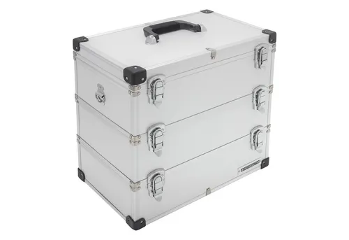 anndora Aufbewahrungsbox Werkzeugkoffer 41 Liter - Robuster 3-stöckiger Werkzeugkoffer aus Aluminium, ideal für Hobby und Beruf. Mit 41 Litern Stauraum für Ordnung und Übersicht bei Werkzeug und Angelzubehör.