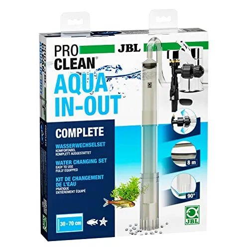 JBL PROCLEAN AQUA IN-OUT COMPLETE 6142100, Wasserwechselset für Aquarien - Komplettset für effizienten Wasserwechsel in Aquarien (45-70 cm), inkl. Mulmglocke und Wasserstrahlpumpe für einfache Handhabung und gründliche Bodenreinigung.