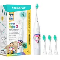 Happybrush ECO VIBE KIDS Agnes mit 3 Refills - Elektrische Zahnbürsten für Kinder, umweltfreundlich und mit buntem Design für spielerisches Zähneputzen