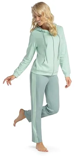 Consult-Tex Damen Hausanzug DW100 - Bequeme Homewear in Grün (Spar-Set) - Klassischer Damen Hausanzug in grün, Größe 52/54, mit praktischen Eingrifftaschen und bequemer Kapuze. Perfekt für entspannte Tage zu Hause!
