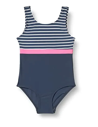Playshoes UV-Schutz Badeanzug Mädchen, Ringel 158/164 - Badeanzug für Mädchen mit UV-Schutz, schnell trocknendem Material und praktischem Windeleinsatz bis Gr. 86/92, ideal für sonnige Tage am Strand.