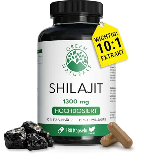 Shilajit Original Himalaya - 13.000 mg Shilajit pro Tagesdosis - Präparate mit Spurenmineralien, hochdosierter 10:1 Extrakt für optimale Nährstoffaufnahme und 3 Monate Vorrat in veganen Kapseln.