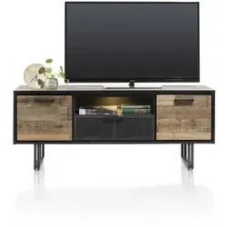 Henders & Hazel Avalon Lowboard mit LED - Schwarz - TV-Halterung im Vintage-Look mit robustem Metallgestell und langlebigem Primo Laminato für zeitlose Eleganz und hohe Widerstandsfähigkeit.