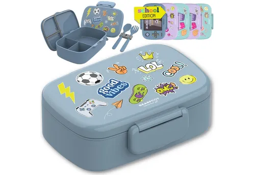 BEARFOOT Lunchbox Brotdose Kinder - Auslaufsicher und personalisierbar - Praktische Brotdose mit Fächern für Schule und Kindergarten, inkl. Buchstaben-Stickern zur Personalisierung. 100% auslaufsicher, mikrowellen- und spülmaschinengeeignet.