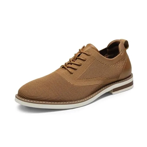 Bruno Marc Herren Anzugschuhe - Atmungsaktive Derby-Schnürschuhe in Braun, Größe 44 - Herren-Schnürhalbschuhe mit atmungsaktivem Strickstoff für maximalen Komfort und Belüftung, ideal für formelle Anlässe und den Alltag.