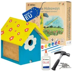 ITA DIY Nistkasten Flyway - Vogelhaus Bausatz für Kinder - Futterstationen für Wildvögel, kreatives Bastelset mit allem Zubehör für den Bau und die Gestaltung eines wetterfesten Vogelhauses aus hochwertigem Kiefernholz.